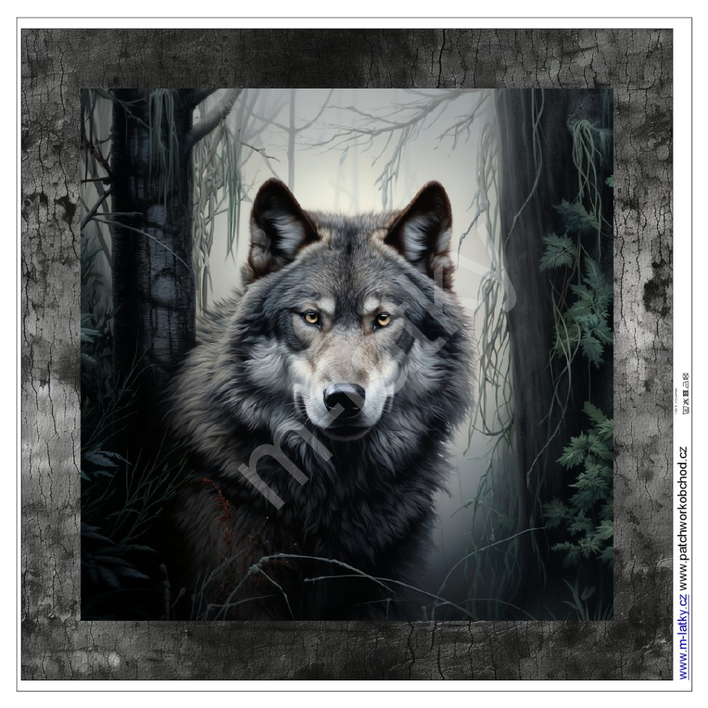 OB Panel k ušití - dekorativní polštář - vlk výběr z variant ;- m-latky.cz; látky pro každého