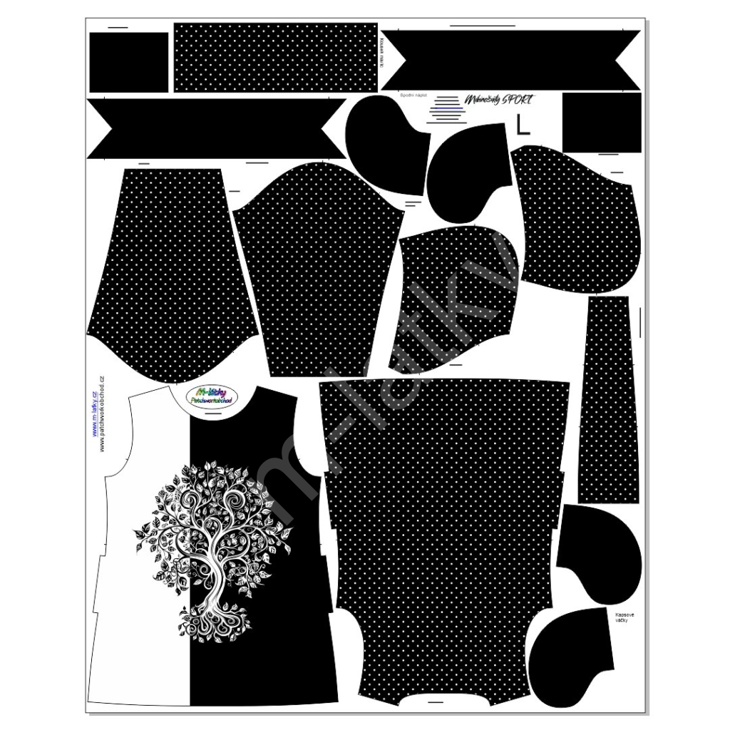 OB F Panel k ušití dámské mikinošaty SPORT XS XXXL (střih