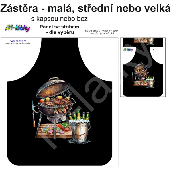 Panel k ušití  - malá, střední nebo velká - s kapsou nebo bez  - výběr z variant a materiálů (1)