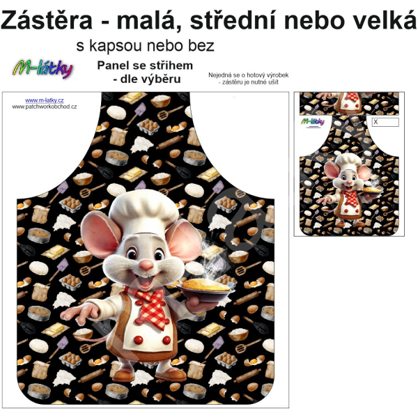 Panel k ušití  - malá, střední nebo velká - s kapsou nebo bez  - výběr z variant a materiálů - Gril party (1)