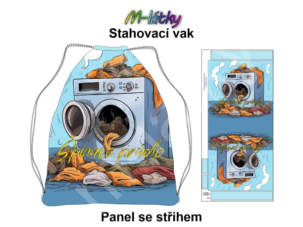 Panel se střihem k ušití - stahovací vak - Stavební stroje (1)