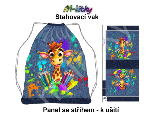 Panel se střihem k ušití - stahovací vak - panda (1)