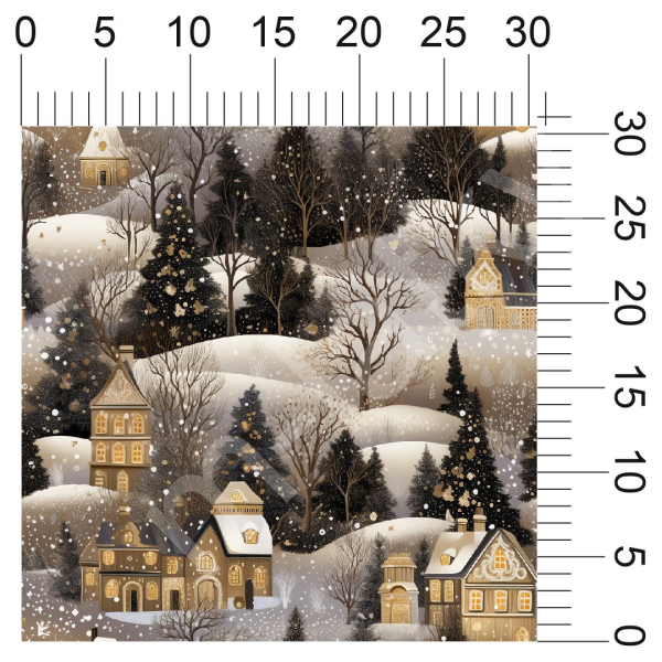 Vzor - vánoční vzor - zimní krajina - domečky (2)