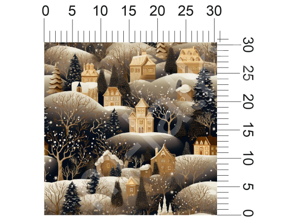 Vzor - vánoční vzor - zimní krajina - domečky (1)