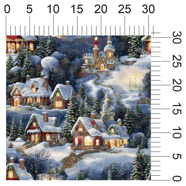 Vzor - vánoční vzor - zimní krajina - domečky (1)