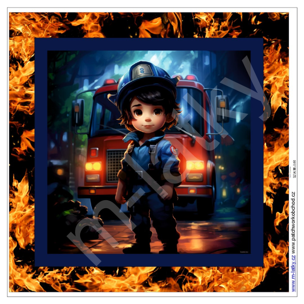 Panel k ušití  - dekorativní polštář - hasič (1)