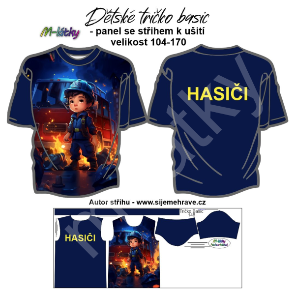 K - Panel k ušití se střihem - dětské tričko Basic 104-170 - Malý závodník - auto (11)