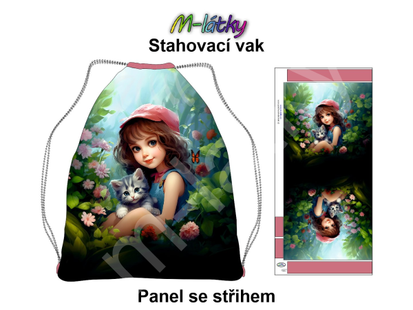 Panel se střihem k ušití - stahovací vak - Hasiči (1)