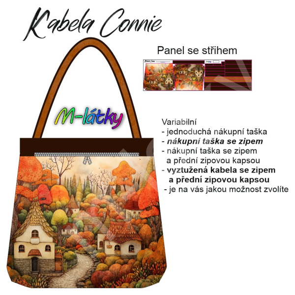 Panel se střihem -  Kabela Connie - podzimní domečky (3)