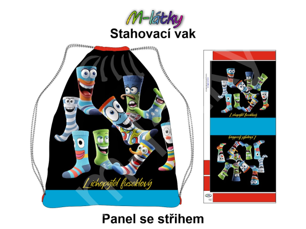 Panel se střihem k ušití - stahovací vak - holčička s pejskem (1)