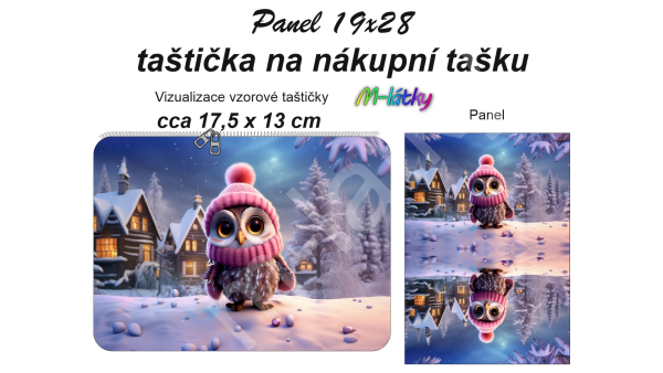 Panel - kapsička na nákupní tašku/kosmetická taštička - sova (1)