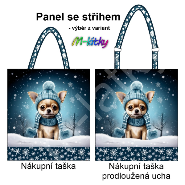 Panel k ušití  - nákupní taška/nákupní taška s prodluženými uchy - výběr z typu a materiálů  - čivava (1)