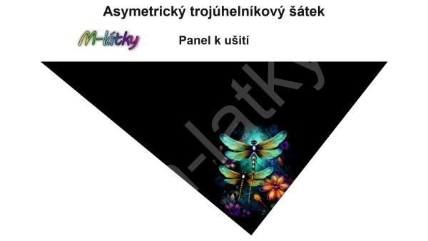 Panel k ušití - asymetrický trojúhelníkový šátek (šátko šála) - podzimní krajina (4)