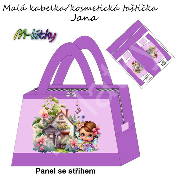 Panel k ušití - Malá kabelka/kosmetická taštička Jana - Výmarský ohař (5)