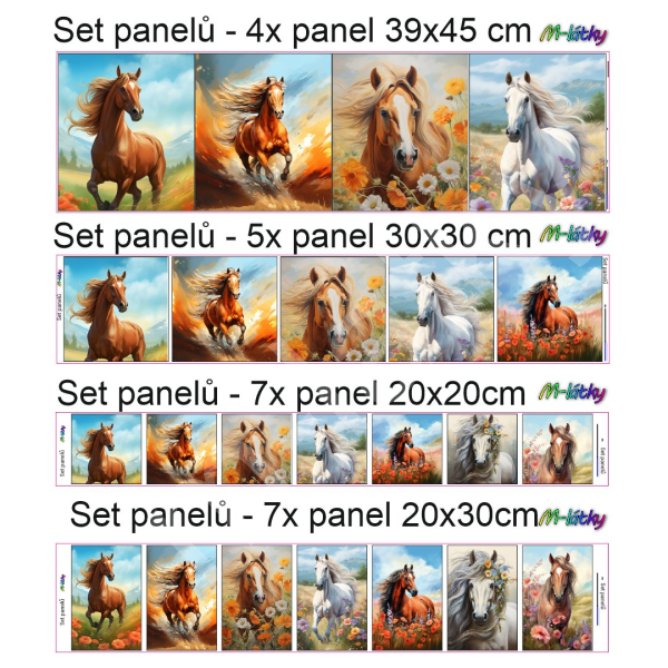 Set panelů dle výběru -    4 ks panelů o rozměru 39x45cm/ 5ks panelů o rozměru 30x30 cm /7 ks panelů o rozměru 20x20 cm/7 ks panelů 20x30 cm - vzor - vyšívané květy (1)