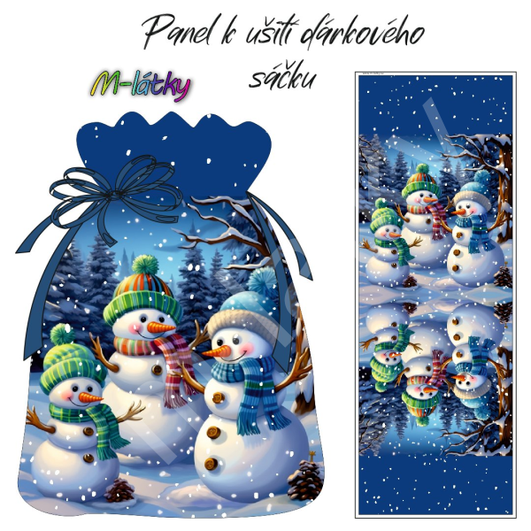 Panel k ušití - dárkový sáček - vánoční kočka (1)