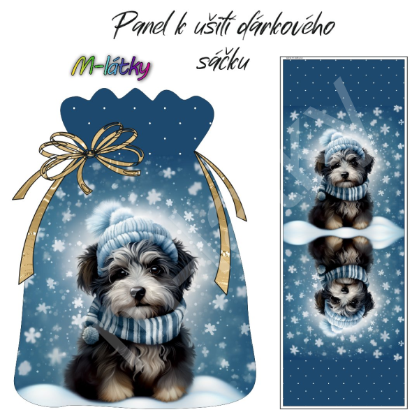 Panel k ušití - dárkový sáček - vánoční ozdoby (1)