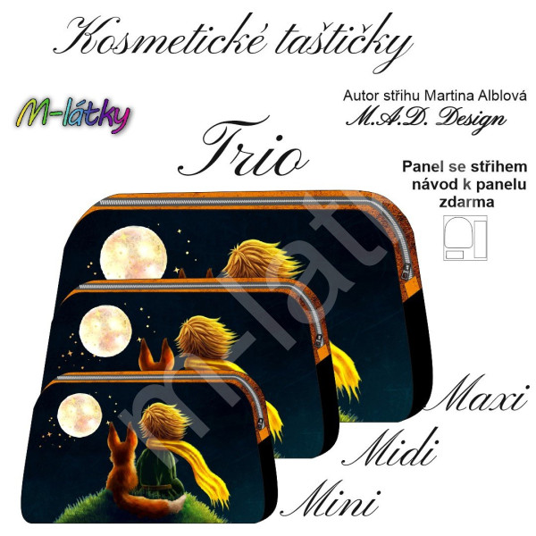 D - Panel k ušití - Kosmetická taštička Trio - set tří velikostí - pampelišky (3)