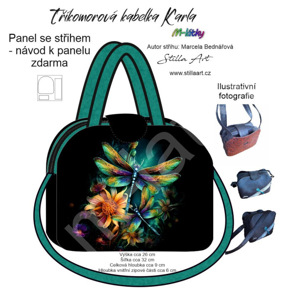 B - Panel k ušití - Tříkomorová kabelka Karla - střih Stilla Art (Marcela Bednářová) - bílá sova (3)