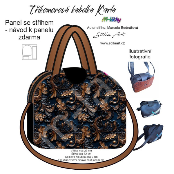 B - Panel k ušití - Tříkomorová kabelka Karla - střih Stilla Art (Marcela Bednářová) - ornamenty (2)