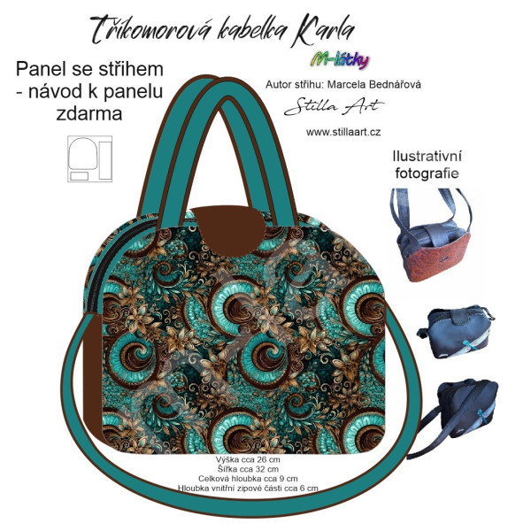 B - Panel k ušití - Tříkomorová kabelka Karla - střih Stilla Art (Marcela Bednářová) - 3D ornamenty (2)