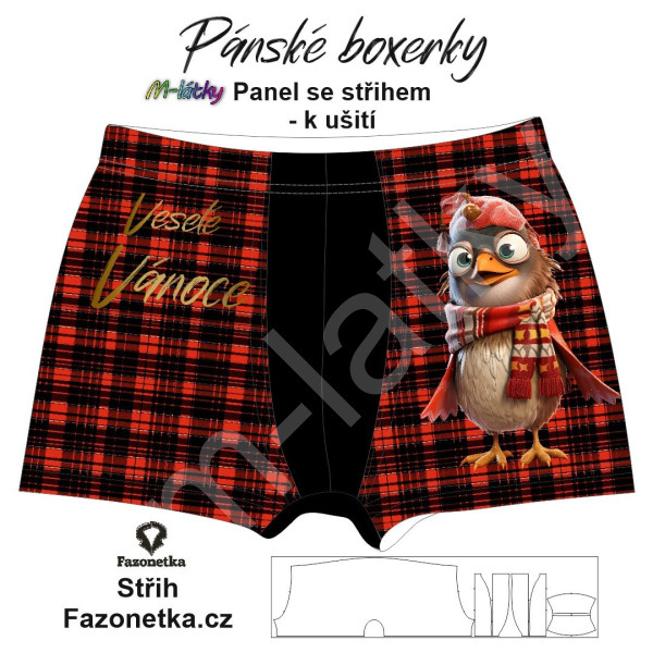 F - Panel k ušití  pánské pánské Boxerky - Úsměv prosím, vyletí ptáček (3)