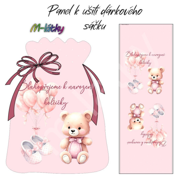 Panel k ušití - dárkový sáček - narození holčičky (1)