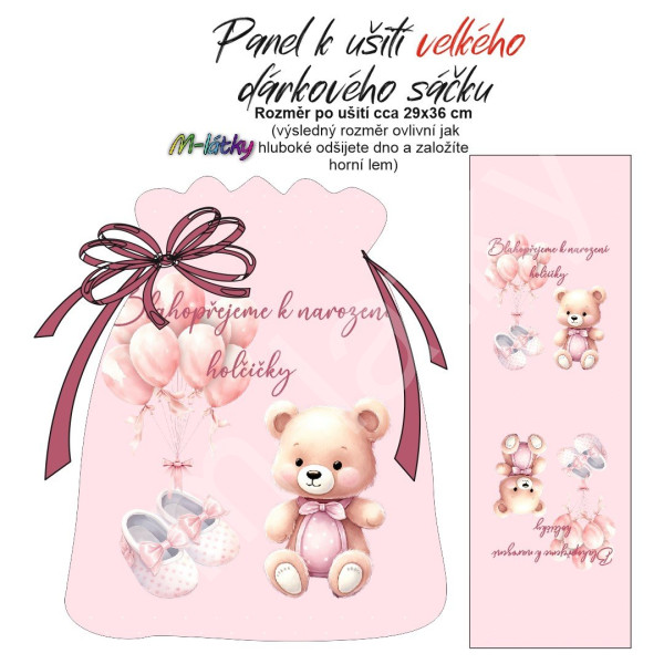 Panel k ušití - dárkový sáček velký  - Vánoční věnec (1)