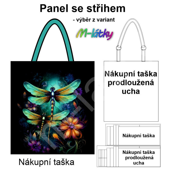 Panel k ušití  - nákupní taška/nákupní taška s prodluženými uchy - výběr z typu a materiálů  - Duhová abstrakce (1)