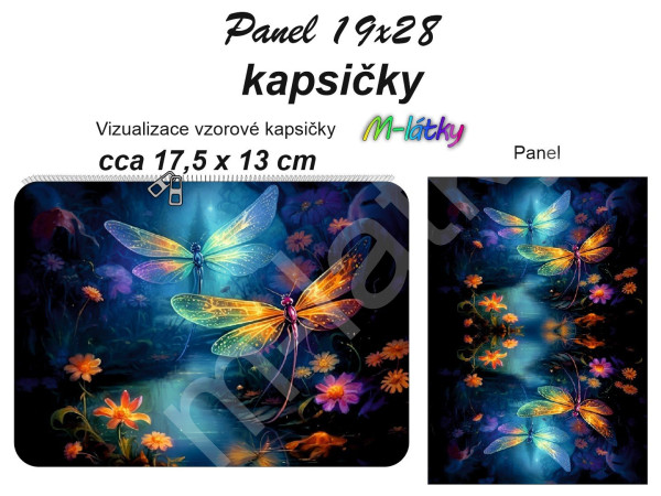 Panel - kapsička k nákupní tašce/kosmetická taštička - duhová abstrakce (1)