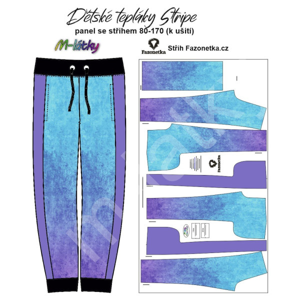 F - Panel k ušití   - dětské tepláky Stripe 80 -170 - Fotbal (5)