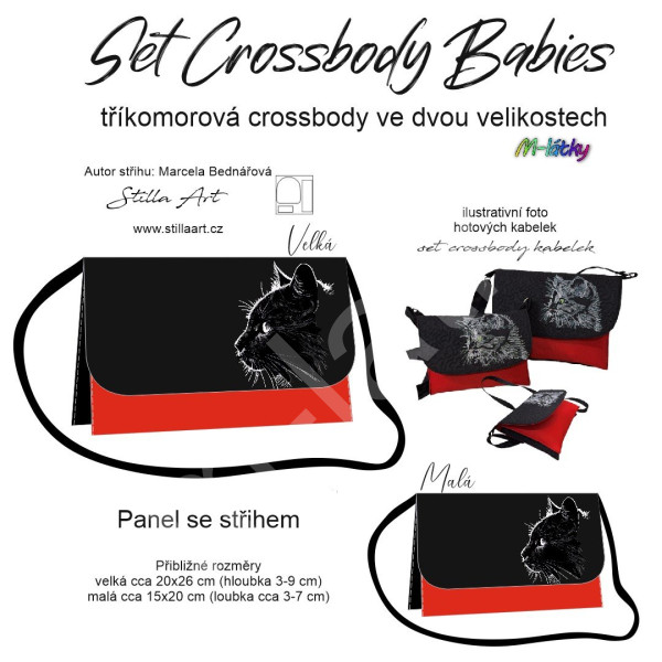 B - Panel k ušití - Set tříkomorých crossbody kabelek Babies - střih Stilla Art (Marcela Bednářová) - vlčí máky (3)