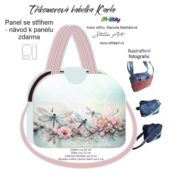 B - Panel k ušití - Tříkomorová kabelka Karla - střih Stilla Art (Marcela Bednářová) - květy (3)