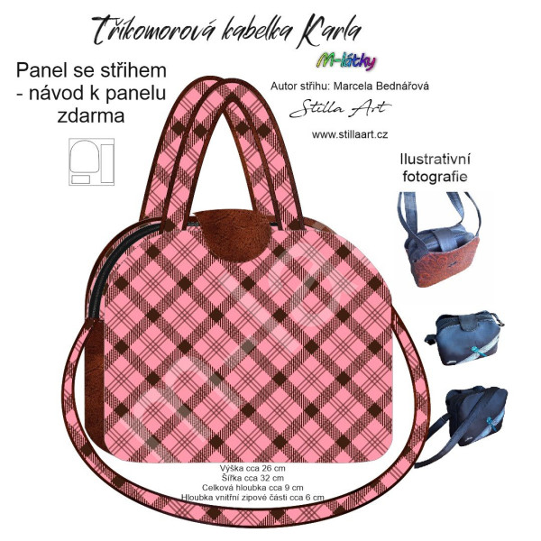 B - Panel k ušití - Tříkomorová kabelka Karla - střih Stilla Art (Marcela Bednářová) - vážky na květech (2)