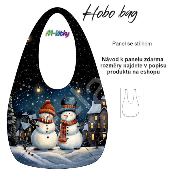 Panel k ušití  - Hobo bag  (nákupní taška) - sněhuláci (3)