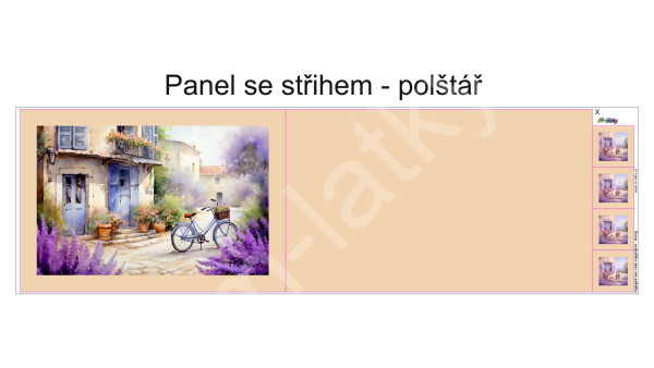 Panel k ušití  - kompletní polštář obdélník - zimní domečky (1)
