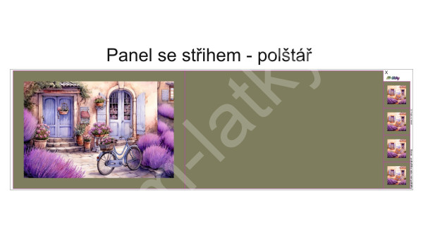 Panel k ušití  - kompletní polštář obdélník - levandule (1)
