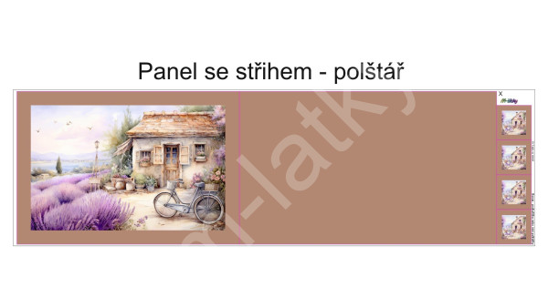 Panel k ušití  - kompletní polštář obdélník - levandule (1)