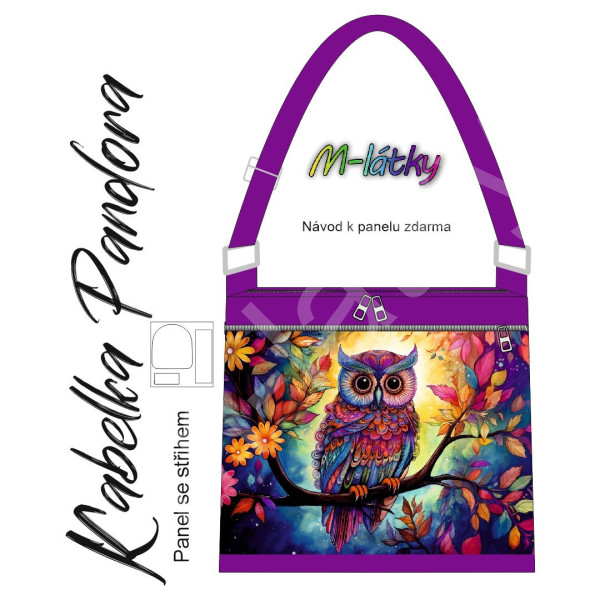 Panel k ušití - Crossbody kabelka Pandora - Provance - Sova (2)