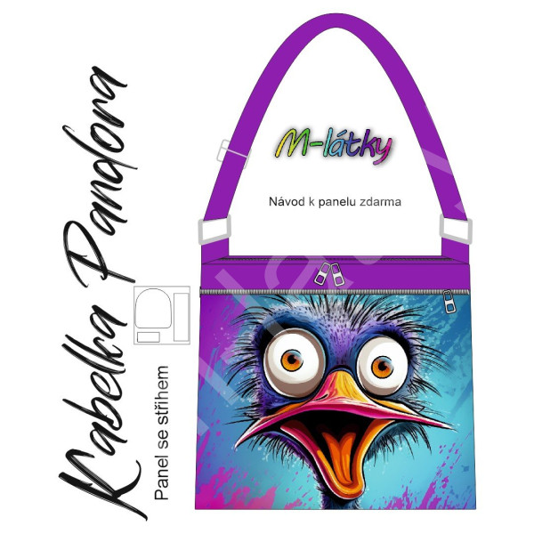 Panel k ušití - Crossbody kabelka Pandora - Kočka v knihovně (3)