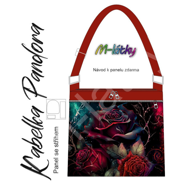 Panel k ušití - Crossbody kabelka Pandora - Gothic růře (2)