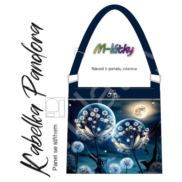 Panel k ušití - Crossbody kabelka Pandora - pampelišky (2)