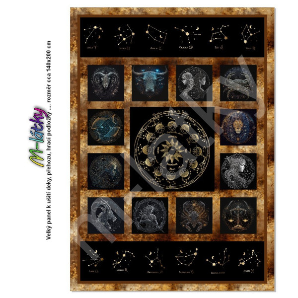 Velký panel k ušití - cca 144 x200 cm (přehoz, deka,  podložka)  - strom života (1)