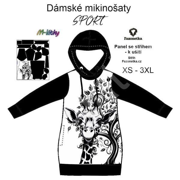 F - Panel k ušití  - dámské mikinošaty SPORT XS - XXXL (střih Fazonetka) - bílá sova (3)