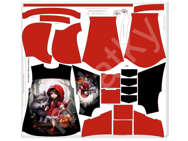 F - Panel dětská bunda Julie – Červená Karkulka   - s tímto velkým obrázkem není vhodné šít do bundy stahovací tunýlek (1)