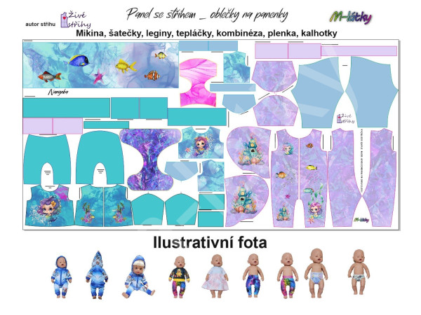 Panel k ušití - oblečky na panenku  - set 1 (2)