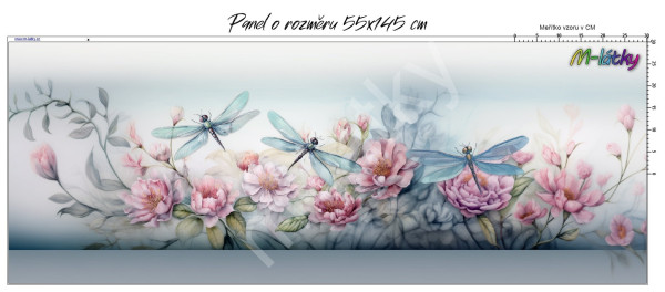 Panel  145 x 55 cm  -  vážky s květy (1)
