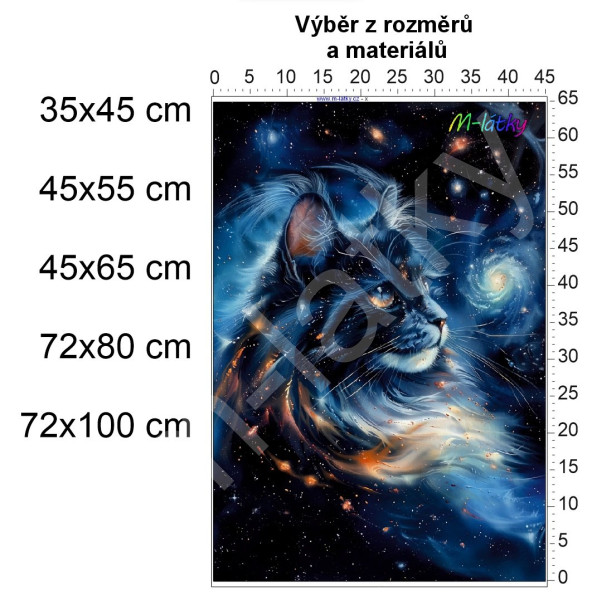Panel  - výběr z rozměrů - abstraktní kočka (modrá) (1)