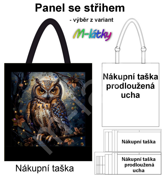 Panel k ušití  - nákupní taška/nákupní taška s prodluženými uchy - výběr z typu a materiálů  - červeno šedé květy (1)