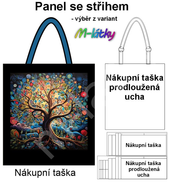 Panel k ušití  - nákupní taška/nákupní taška s prodluženými uchy - výběr z typu a materiálů  - podzimní dýně (1)